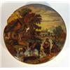 Image 1 : Victorian pot lid transfer printed with people and animals, baby in a stream beside a cottage, 9c…