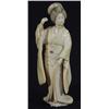 Image 1 : Well detailed Japanese carved ivory figure of a geisha girl with mother-of-pearl floral inlaid ba…