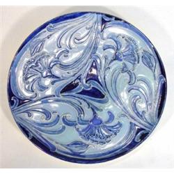 Moorcroft MacIntyre Florian ware plate decorated with blue tubelined flowers, marks and signature…