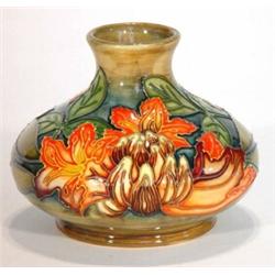 Moorcroft vase decorated with a 'Flame of the Forest' patterned, initials and impressed marks to …