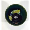 Image 1 : Small Moorcroft bowl hand painted with a purple pansy onto a green ground, paper label to base…