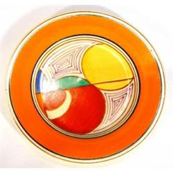 Clarice Cliff Fantasque plate hand painted with ' Melon' pattern, marks to back, 26cm diameter…