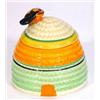 Image 1 : Clarice Cliff Bizarre 'Beehive' honey pot decorated in bands of green, orange and yellow, Bizarre…