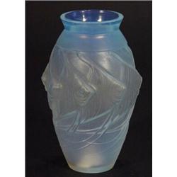 Sabino opalescent glass vase moulded with angel fish, 21cm high…