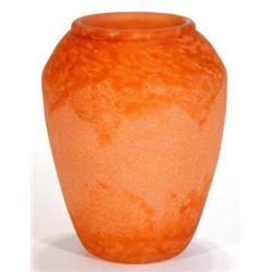 Daum Nancy orange Art Deco glass vase, marks to side, 19cm high…