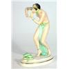 Image 1 : Hand painted Royal Dux Art Deco style figurine of a scantily clad snake charmer and snake, marks …