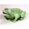 Image 1 : Green glazed Clement Massier Golfe Juan seated frog on lily pad, impressed marks to base, 12cm lo…