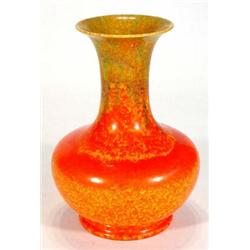 Pilkington Lancastrian orange red and yellow glazed baluster vase, impressed marks to base, 24cm …