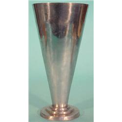 Polished aluminium Art Deco style flared vase, impressed 'M' to base, 33cm high…