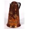 Image 1 : JS & S Art Nouveau copper flagon with hammered lid, embossed with stylised floral motif, marks to…