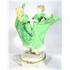 Image 1 : Large Austrian pottery figure group of two Art Deco girls in long green flowing dresses dancing s…