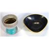 Image 1 : Annegret Ehlers black glazed studio pottery dish and a crackle and blue glazed studio pottery vas…