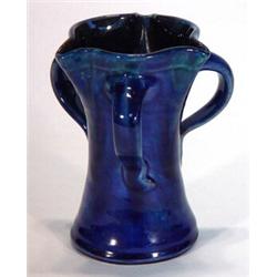 Blue glazed Barum Barnstaple tyg with fluted rim, incised marks to base, 12cm high…