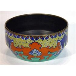 Gouda Westland pottery bowl decorated in blues, green and golds, marks to base, 17cm diameter…