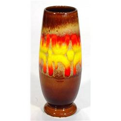 Slender Poole pottery Aegean vase decorated in browns, oranges and yellows, marks to base, 21cm h…