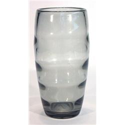 Large smoked Whitefriars wavy glass vase, 34cm high…