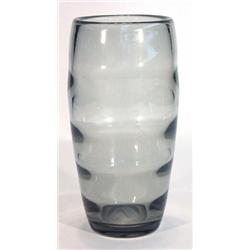 Large smoked Whitefriars wavy glass vase, 34cm high…