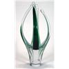 Image 1 : Large Flygfors green, clear and white abstract glass sculpture, etched Flygfors and Coquille mark…