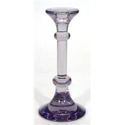 Purple Val St Lambert glass candlestick, etched marks to base, 29cm high…