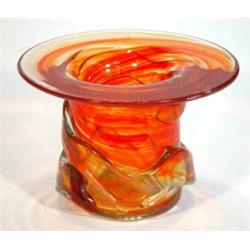 Clear and orange Medina glass vase splayed rim, engraved marks to base, 10cm high…