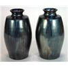 Image 1 : Two black iridescent glazed Dickerware vases, impressed marks to base, 25cm high…