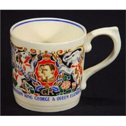 Dame Laura Knight Myott King George and Queen Elizabeth commemorative mug, marks to base, 10cm hi…