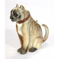 Continental porcelain hand painted dog shaped jug, marks to base, 19cm high…