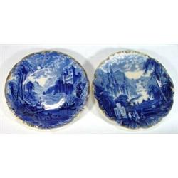 Two Victorian blue and white transfer printed plates decorated with landscape scenes…