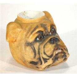 Hand painted bisque boxer dog head vesta, 7cm high…