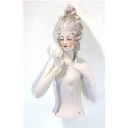 Hand painted porcelain pin lady, 14cm high…