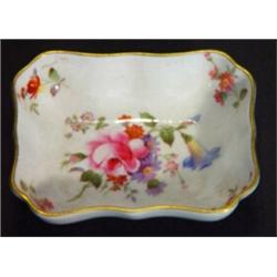 Royal Crown Derby rectangular dish, hand painted with Derby posies, marks to back, 9cm in length…