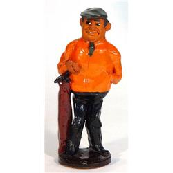 Possibly rare Chelsea pottery figure of a golfer, 24cm high…