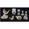Selection of Crested china including carp, seal, chess pieces, chamberstick, etc…