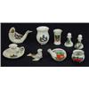 Image 1 : Selection of Crested china including carp, seal, chess pieces, chamberstick, etc…