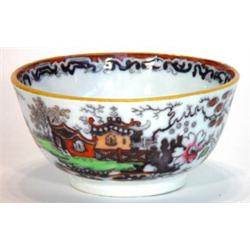 Victorian bowl hand coloured and transfer printed with oriental style scenes, 17cm diameter…