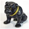Black glazed seated pottery British bulldog, 15cm high…