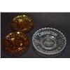 Two Victorian 1887 Jubilee amber pressed glass dishes and a clear King George VI Coronation press…
