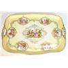 Continental porcelain tray transfer printed with panels of lovers onto a cream ground, 35cm in le…