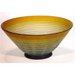 Amber and blue wavy Art glass bowl, 24cm high…