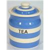 T.G. Green Cornishware blue banded tea storage jar and cover, marks to base, 15cm high…