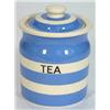 Image 1 : T.G. Green Cornishware blue banded tea storage jar and cover, marks to base, 15cm high…