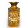 David Yorath designed Denby cylindrical stoneware vase hand painted in an abstract pattern, marks…