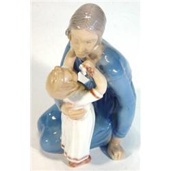 Hand painted Bing & Grundel figurine of a mother and child, marks to base, 14cm high…