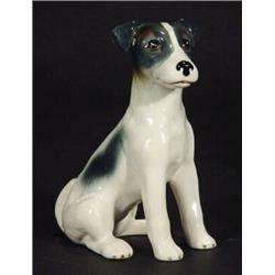 Hand painted seated terrier dog, 16cm high…