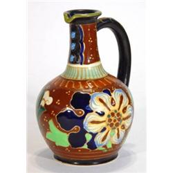 Maritomoware Gouda style jug, hand painted with flowers, 22cm high…