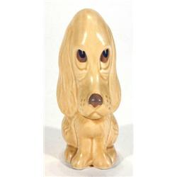 Brown glazed seated Sylvac droopy dog, 13cm high…