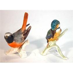 Hand painted Goebels seated kingfisher and a one other, largest 10cm high…