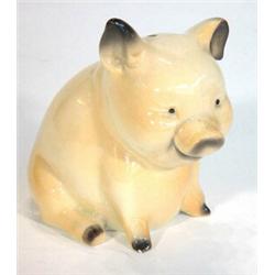 Hand painted Goebels seated pig moneybox, impressed and printed marks to base, 12cm high…