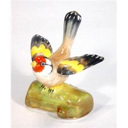 Hand painted Crown Staffordshire 'Bird upon a Log', modelled by J.T. Jones, marks to base, 9cm hi…