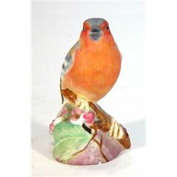 Hand painted Royal Worcester chaffinch on a branch, marks to base, 9cm high…